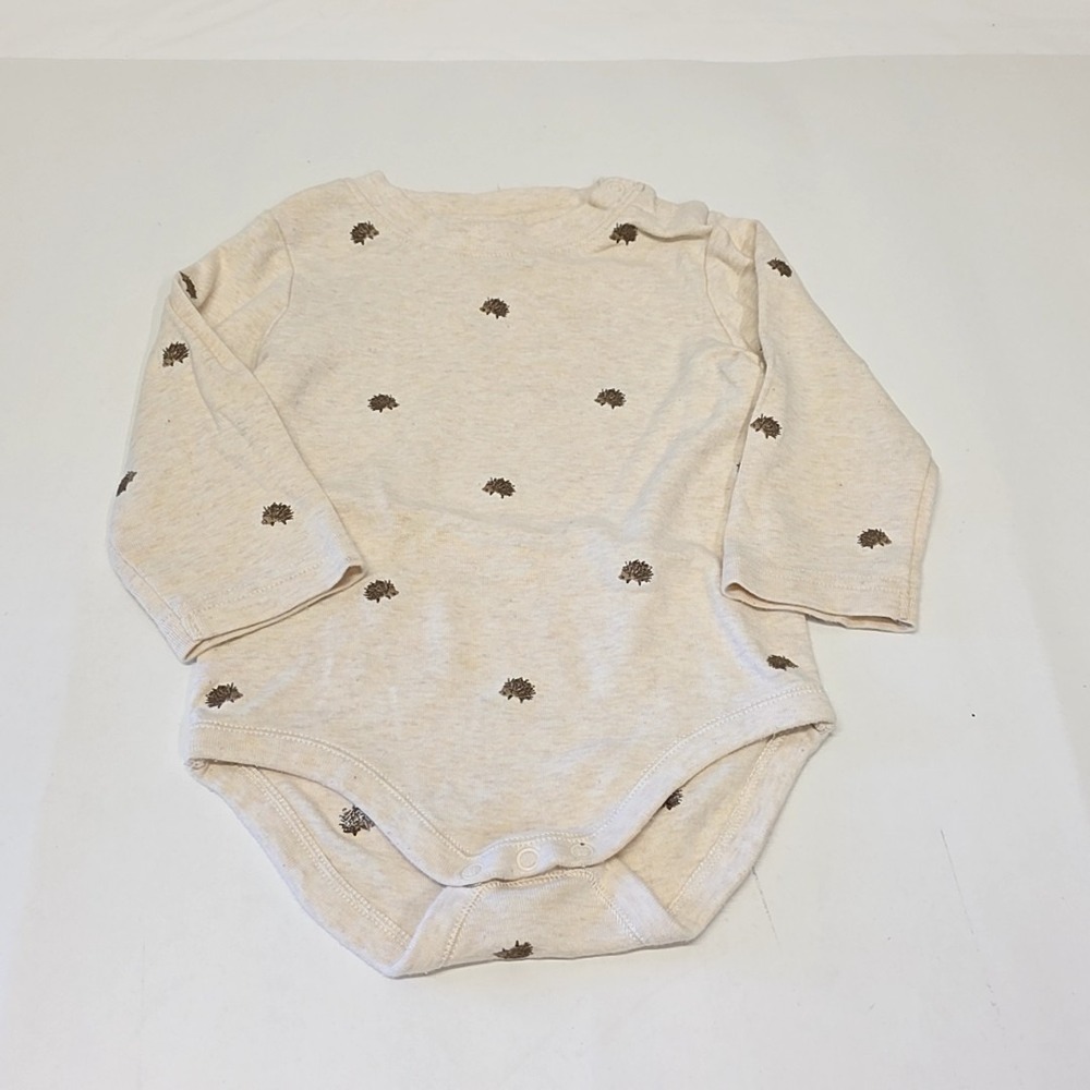 Vtg Gymboree Bodysuit Unisex 9-12 Months Cream Hedgehog Embroidered Long Sleeve